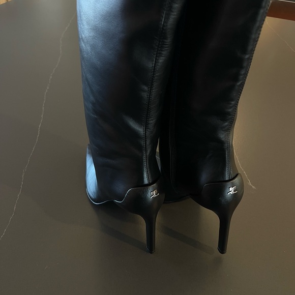 NEW COURREGES Sharp Leather High Boots In Black 38 Womens Over the Knee - Picture 9 of 12